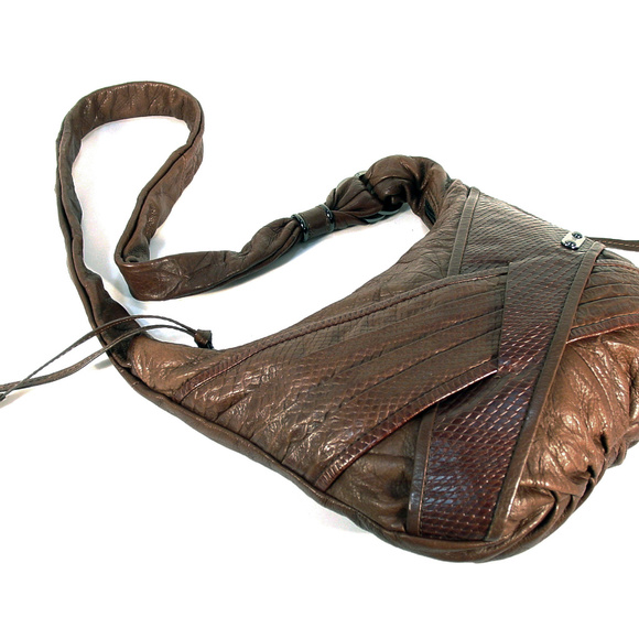 RAFE New York Reptile Leather Crossbody Hobo Bag - Picture 4 of 7